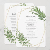 Modern Geometric Foliage Wedding Programmakaart (Voorkant / Achterkant)