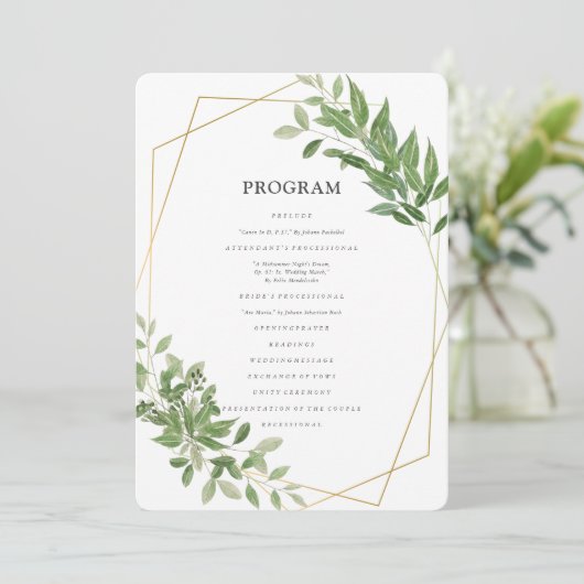 Modern Geometric Foliage Wedding Programmakaart (Staand voorkant)