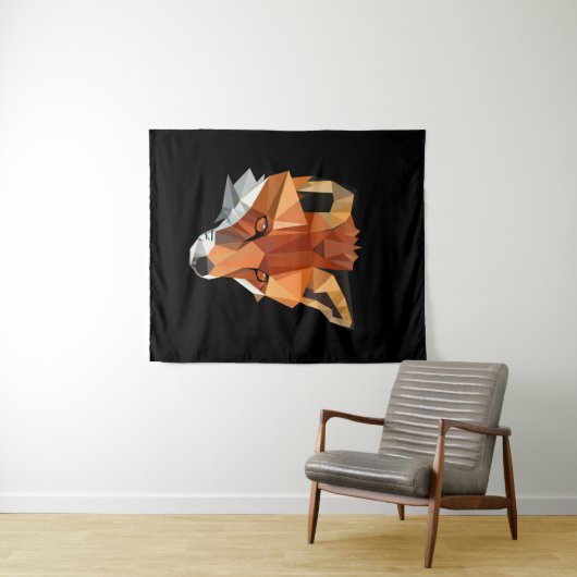 Modern Geometric Fox Face Wandkleed (In Situ (horizontaal))