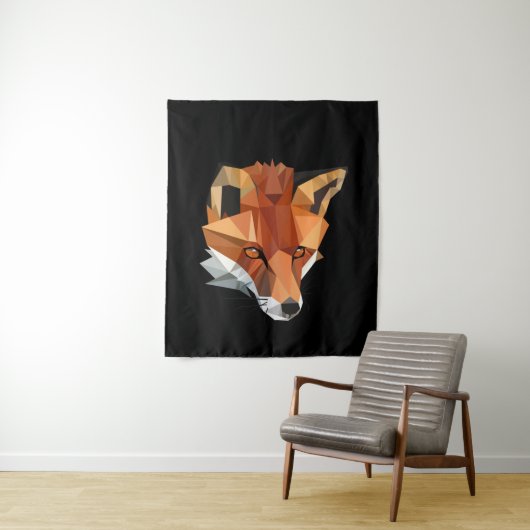 Modern Geometric Fox Face Wandkleed (In situ)