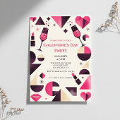 Modern Geometric Galentine's Invitation Kaart