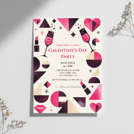 Modern Geometric Galentine's Invitation Kaart