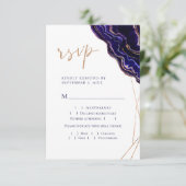 Modern Geometric Geode Blue Paars Meal Choice RSVP Kaartje (Staand voorkant)