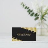 Modern Geometric Gold & Black Afstuderen student Contactkaartje (Staand voorkant)