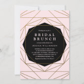 Modern Geometric Gold, Blush & Black Bridal Brunch Kaart (Voorkant)