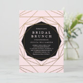 Modern Geometric Gold, Blush & Black Bridal Brunch Kaart (Staand voorkant)