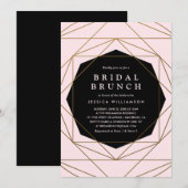 Modern Geometric Gold, Blush & Black Bridal Brunch Kaart (Voorkant / Achterkant)
