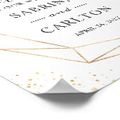 Modern Geometric Gold Blush Floral Wedding Sign Poster (Hoek)