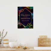 Modern Geometric Gold Border Weduwen Welkom Poster (Keuken)