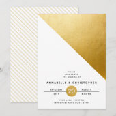 Modern Geometric Gold Foil Wedding Kaart (Voorkant / Achterkant)