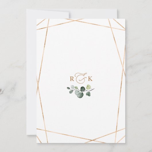 Modern Geometric Gold Greenery Bridal Brunch Kaart (Achterkant)