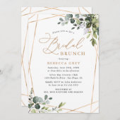 Modern Geometric Gold Greenery Bridal Brunch Kaart (Voorkant / Achterkant)