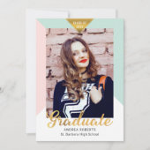 Modern Geometric Gold Kijk Afstudeerder Foto Afstu Aankondiging (Voorkant)