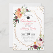 Modern Geometric Gold Lijst Chic Floral Afstuderen Kaart (Voorkant)