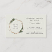 Modern Geometric Gold Lijst Greenery Monogram Visitekaartje (Voorkant)