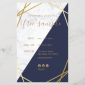 Modern Geometric Gold Marble Midnight Blue 5.5x8.5 Flyer (Voorkant)