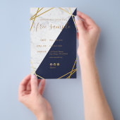 Modern Geometric Gold Marble Midnight Blue 5.5x8.5 Flyer (Hand)