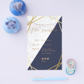 Modern Geometric Gold Marble Midnight Blue 5.5x8.5 Flyer (Enkel)