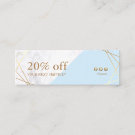 Modern Geometric Gold Marble Pastel Blue Coupon Mini Visitekaartje