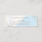 Modern Geometric Gold Marble Pastel Blue Coupon Mini Visitekaartje (Achterkant)