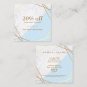 Modern Geometric Gold Marble Pastel Blue Coupon Vierkante Visitekaartje (Voorkant / Achterkant)