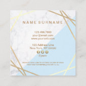 Modern Geometric Gold Marble Pastel Blue Coupon Vierkante Visitekaartje (Achterkant)