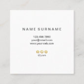 Modern Geometric Gold Marble Square Visitekaartje (Achterkant)