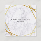 Modern Geometric Gold Marble Square Visitekaartje (Voorkant)