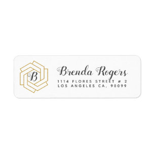 Modern Geometric Gold Monogram Etiket