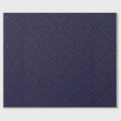 Modern Geometric Gold Squares Patroon op Navy Blue Cadeaupapier (Vlak)