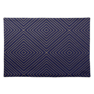 Modern Geometric Gold Squares Patroon op Navy Blue Placemat