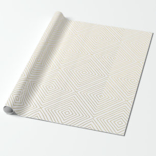 Modern Geometric Gold Squares Patroon op witte kol Cadeaupapier