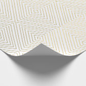 Modern Geometric Gold Squares Patroon op witte kol Cadeaupapier (Hoek)