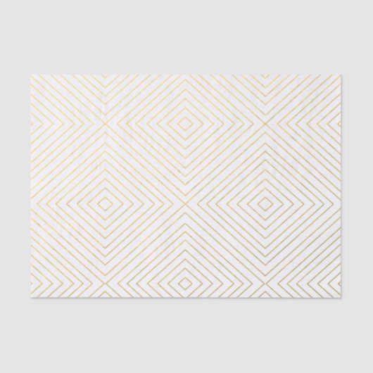 Modern Geometric Gold Squares Patroon op witte kol Tissuepapier (Voorkant)