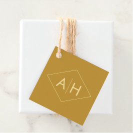 Modern Geometric Gold Wedding Favor Label, Initial Bedankjes Labels
