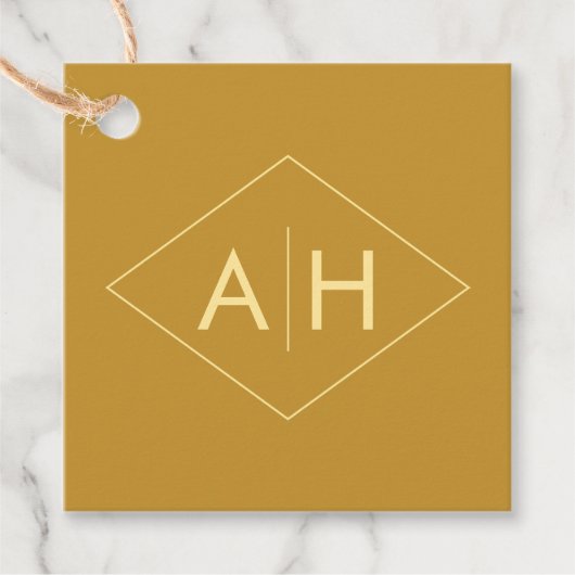 Modern Geometric Gold Wedding Favor Label, Initial Bedankjes Labels (Voorkant)