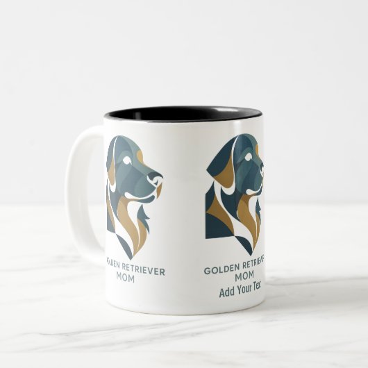 Modern Geometric Golden Retriever Mom Mug Custom Tweekleurige Koffiemok (Voorkant links)