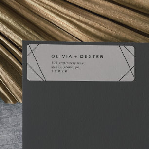 Modern Geometric   Gray Return Address Label