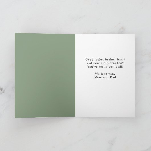 Modern Geometric Green Afstuderen Foto Afstuderen Kaart (Binnen)