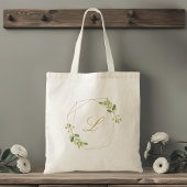Modern Geometric Greenery Monogram Bridesmaid Tote Bag