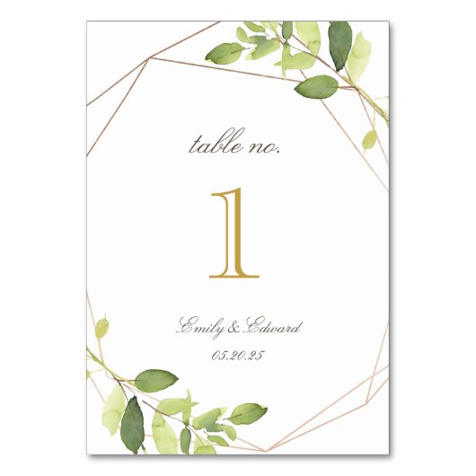 Modern Geometric Greenery Personalized Wedding Kaart (Achterkant)