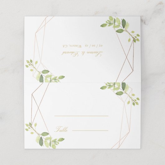 Modern Geometric Greenery Personalized Wedding Plaatskaartje (Buitenkant ongevouwen)