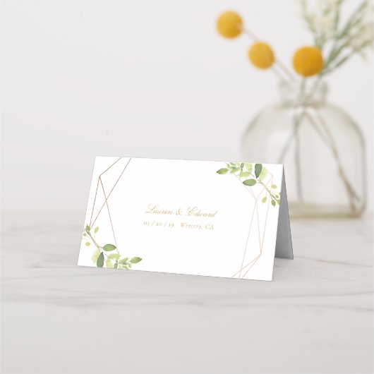 Modern Geometric Greenery Personalized Wedding Plaatskaartje (Achterkant)