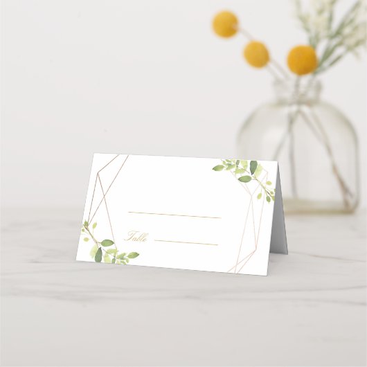 Modern Geometric Greenery Personalized Wedding Plaatskaartje (Voorkant)