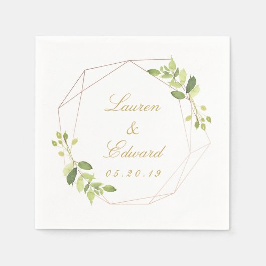 Modern Geometric Greenery Personalized Wedding Servet (Voorkant)
