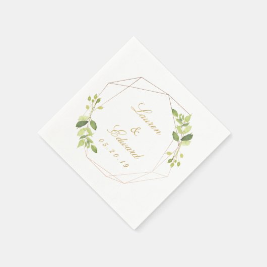 Modern Geometric Greenery Personalized Wedding Servet (Hoek)