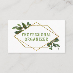 Modern Geometric Greenery Professional Organizer Visitekaartje