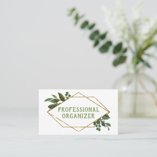 Modern Geometric Greenery Professional Organizer Visitekaartje (Staand voorkant)