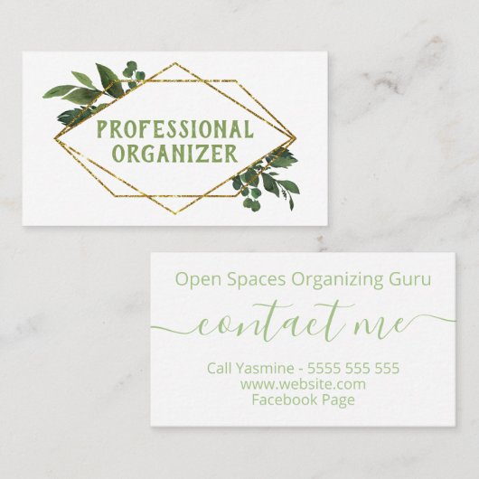 Modern Geometric Greenery Professional Organizer Visitekaartje (Voorkant / Achterkant)
