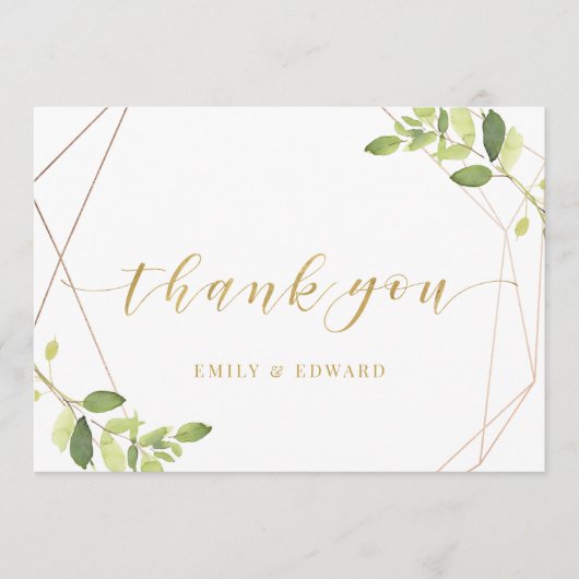 Modern Geometric Greenery Wedding Bedankkaart (Voorkant)